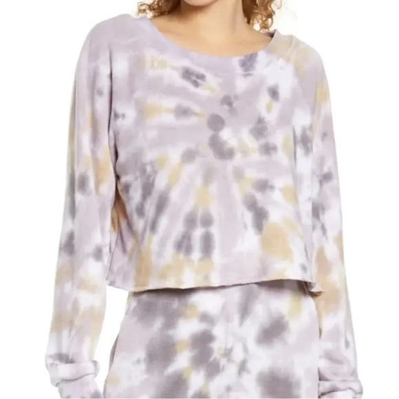 Oli Viv Tops - Oli Viv Parker Tie Dye Crop Sweatshirt in Mauve Batik NEW Size XS